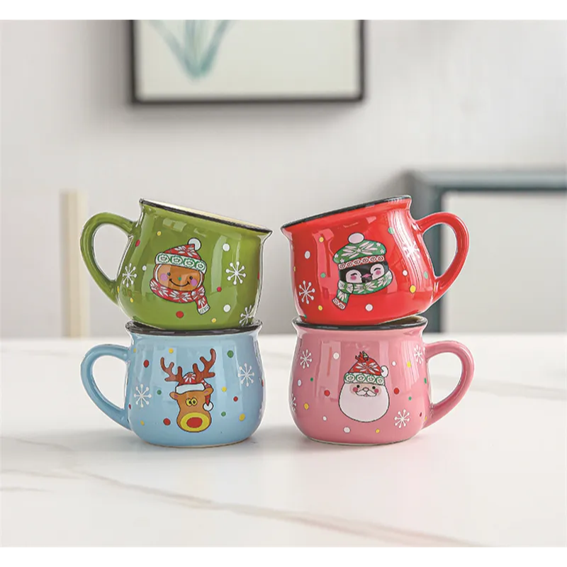 Ceramic Christmas Coffee Mug with Cheerful Cartoon Design