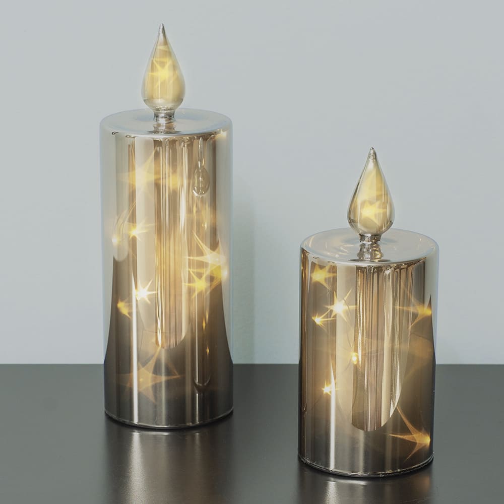 Charly | LED Smoky 2-piece Glass Candle Set