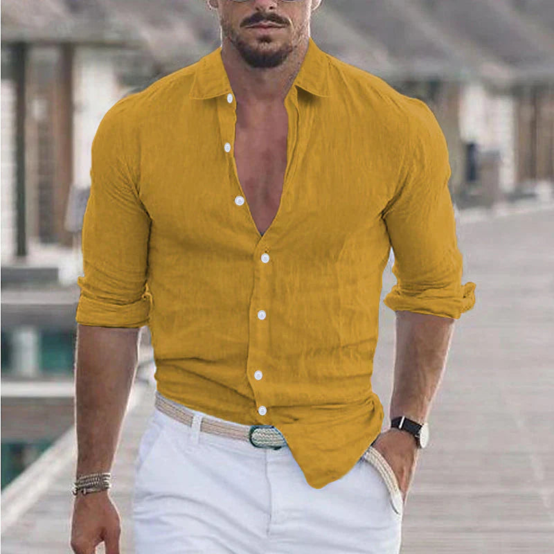 Charly | Men's Button-Up Long Sleeve Shirt with Turn-Down Collar