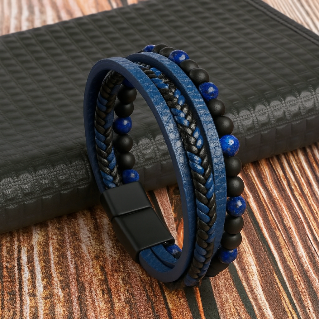 Charly | Men's Layered Beaded Leather Bracelet
