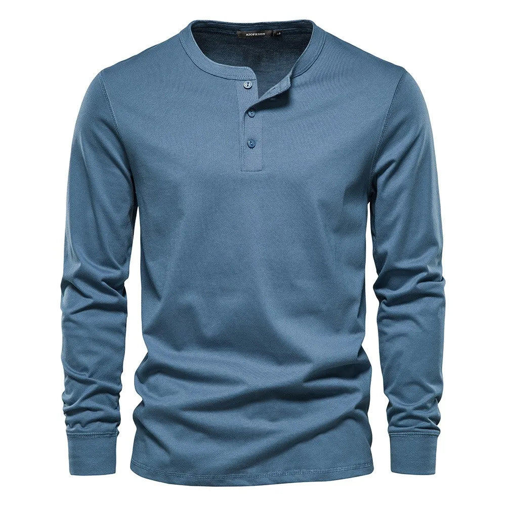 Charly | Men's Long Sleeve Henley Shirt with Button Neck