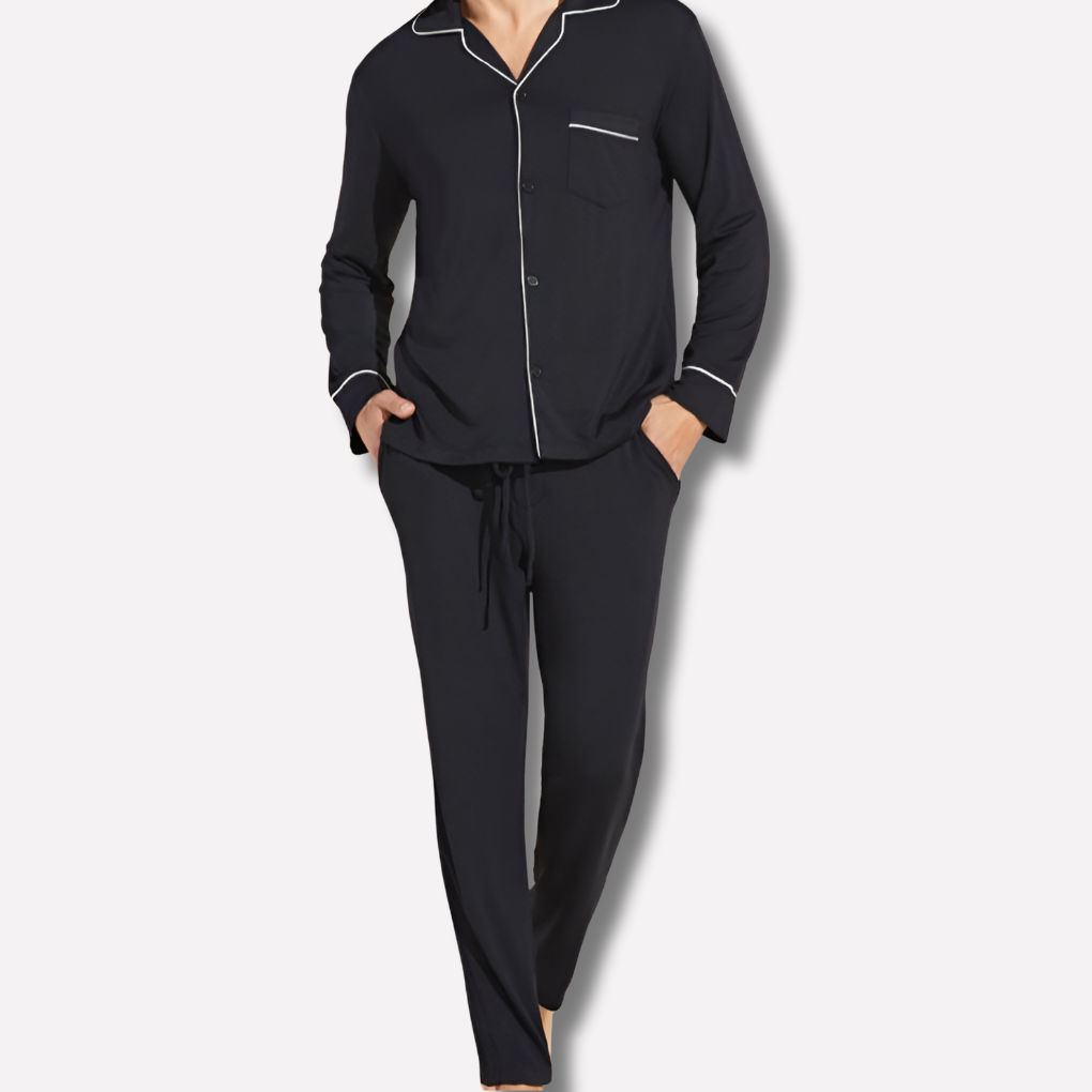 Charly | Men's Pajama Set with Piping Detail