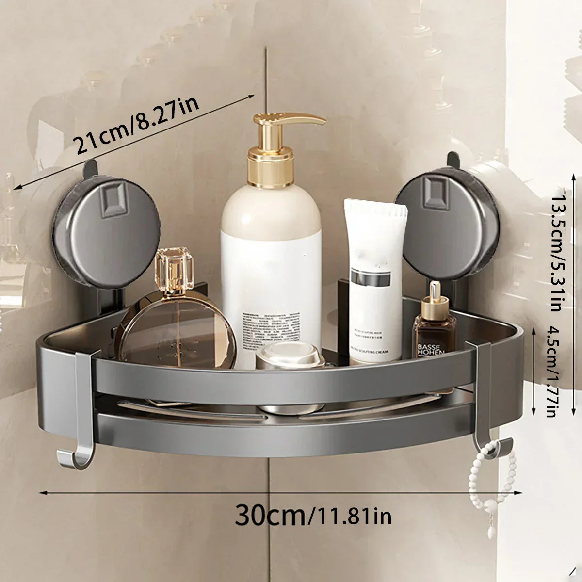 Charly | No-Drill Suction Powered Corner Bathroom Organizer