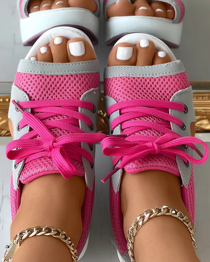 Charly - Orthopedic Muffin Sandals with Cutout and Lacing