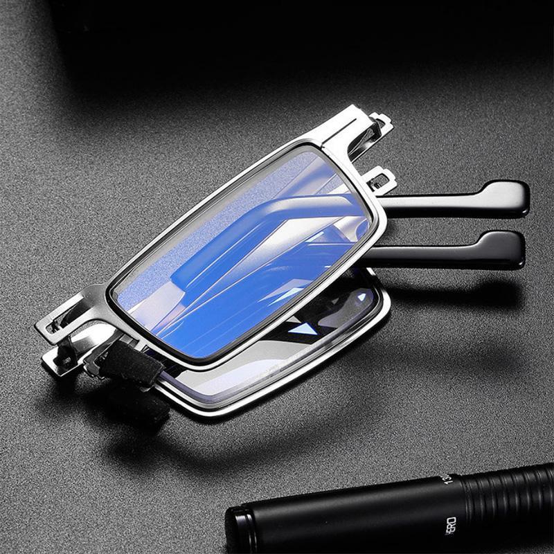 Charly | Titanium Reading Glasses with Blue Light Protection – Foldable and Lightweight, Silver, Round/Square