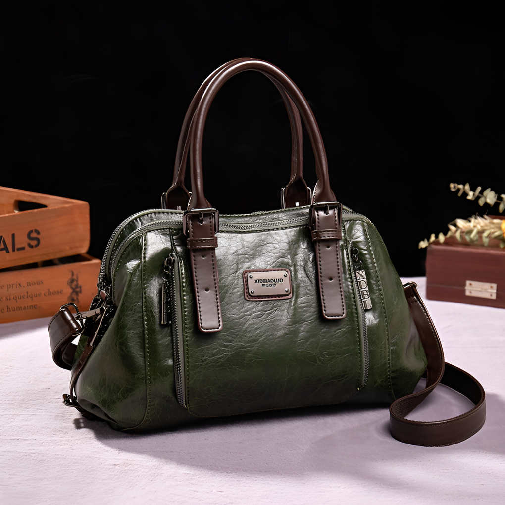 Charly | Women's Boston Handbag with Croc Embossing