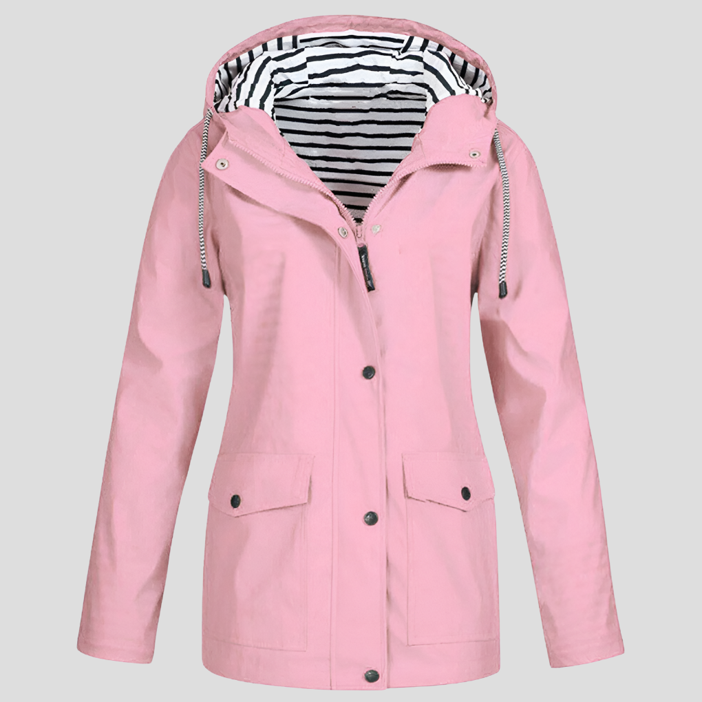 Charly | Women's Hooded Rain Jacket with Striped Lining