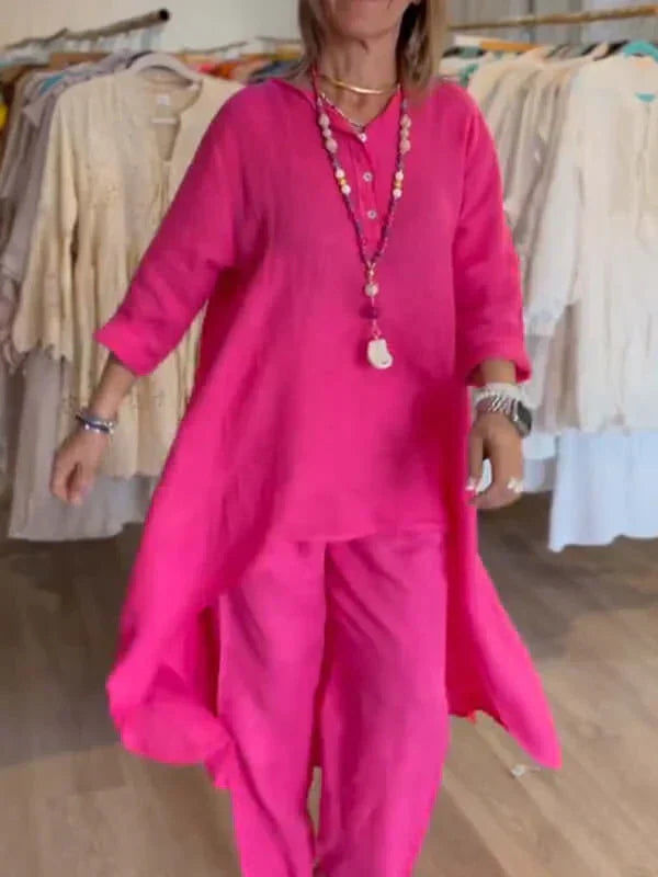 Charly | Women's Linen Asymmetrical Tunic & Pants Set