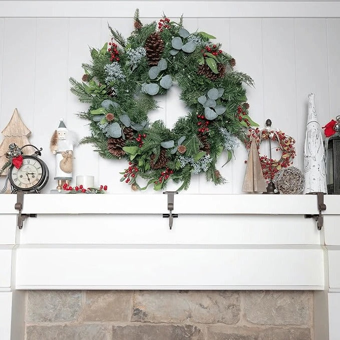 Christmas Mantel Stocking and Garland Hangers Set