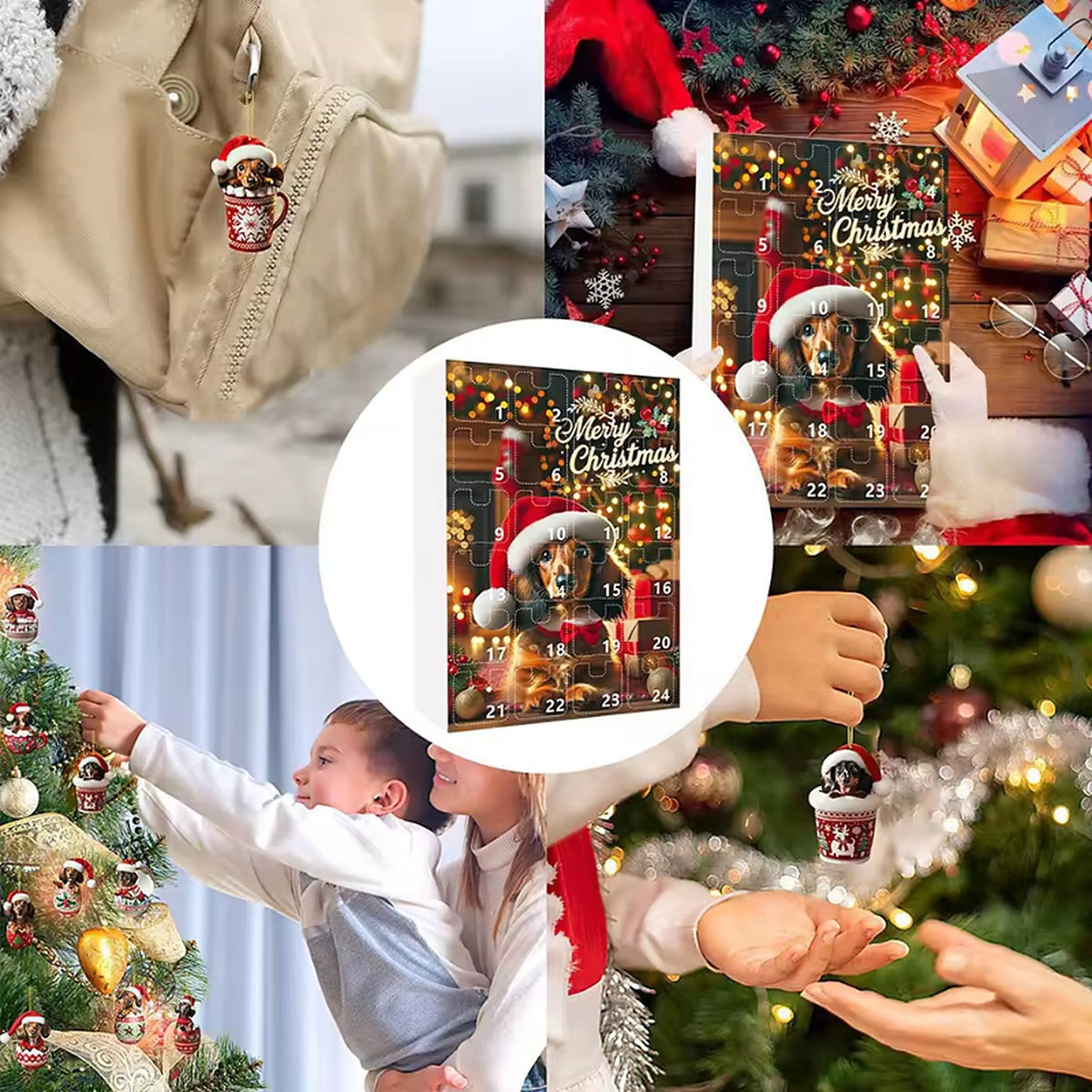 Dachshund Advent Calendar - 24 Christmas Ornaments for Christmas Countdown