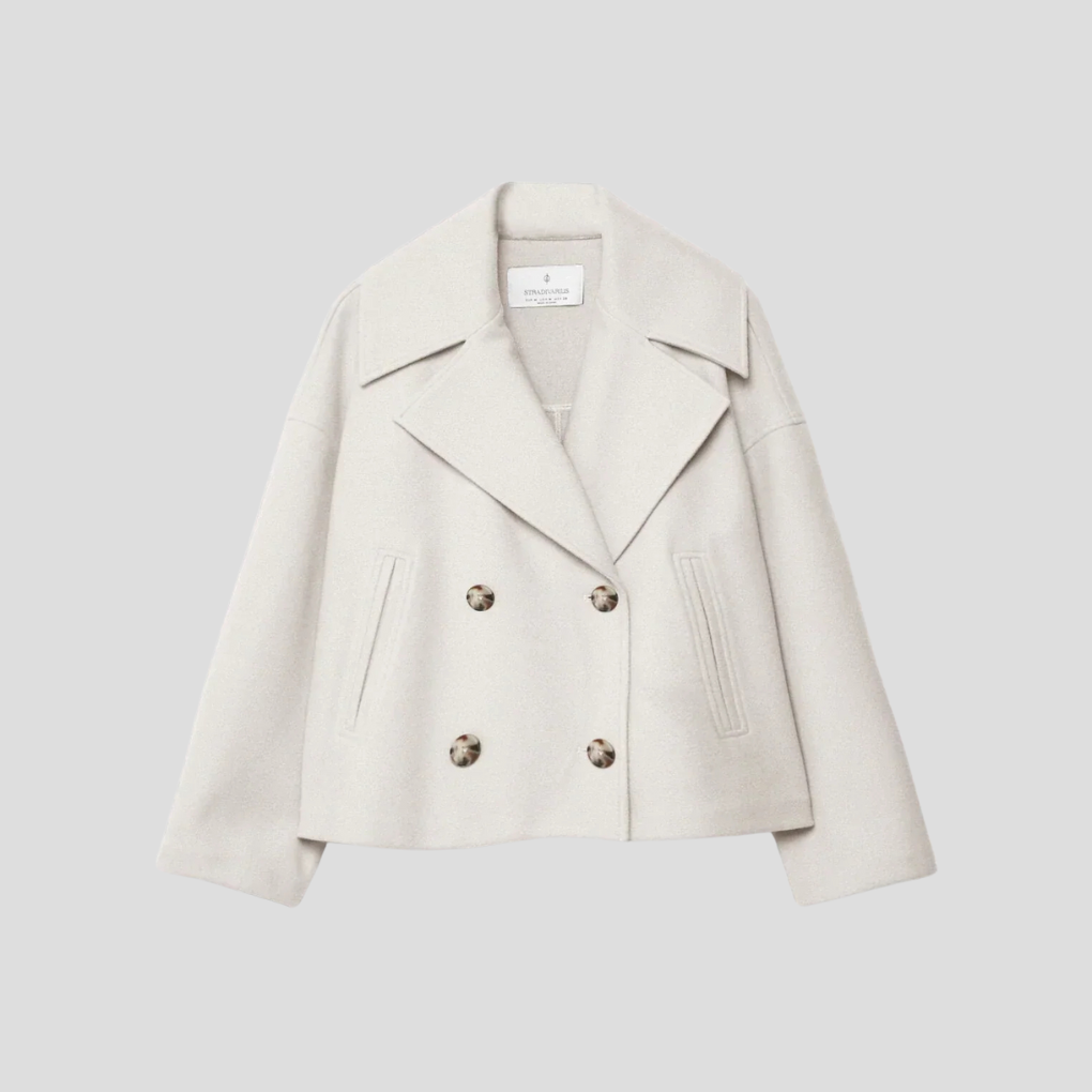Double-Breasted Short Coat – Elegant and Timeless