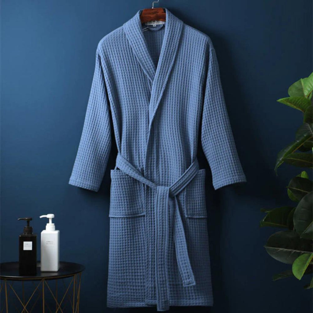 Lightweight Cotton Waffle-Weave Bathrobe for Couples