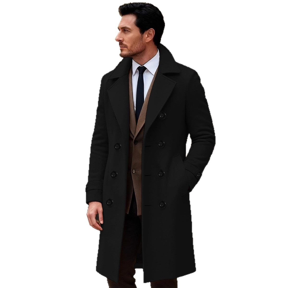 Men's Elegant Double-Breasted Wool Coat
