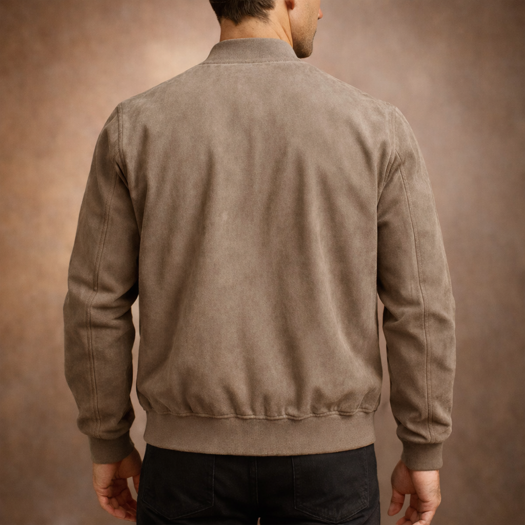 Men's Lightweight Suede Bomber Jacket - Smart Casual Outerwear for All Seasons