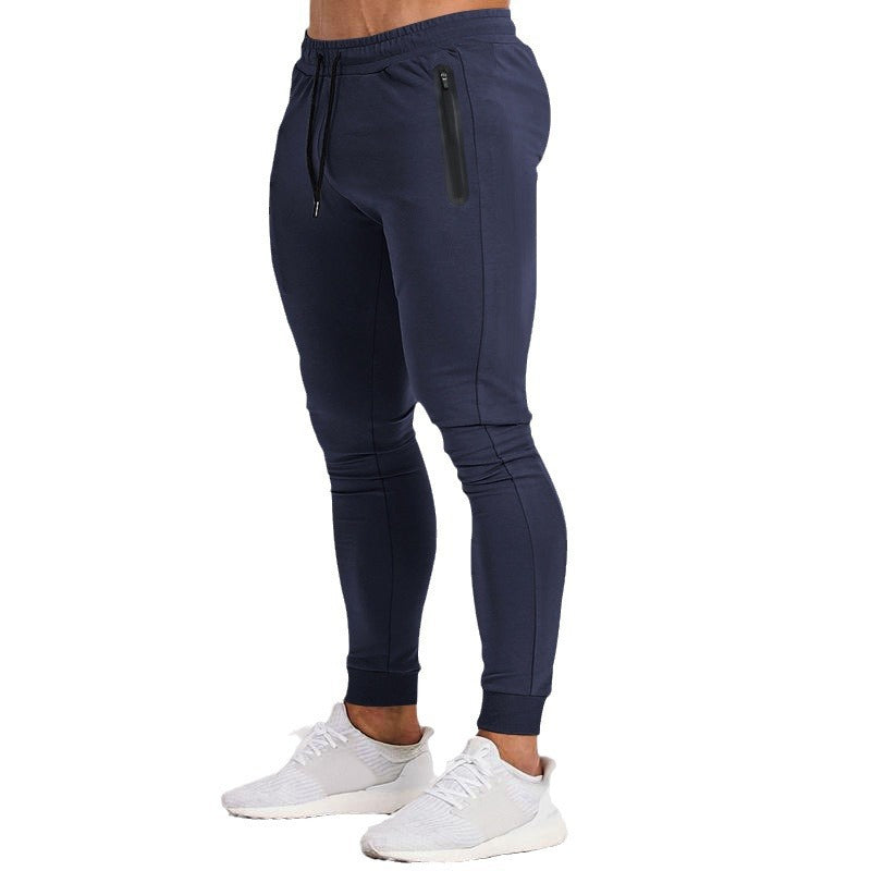 Men's Slim-Fit Joggers with Zip Pockets and Drawstring