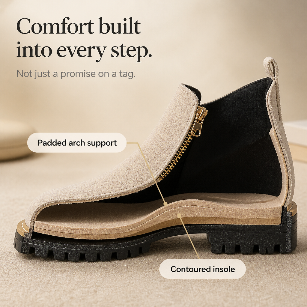 Square-Heel Zip-Up Ankle Boots