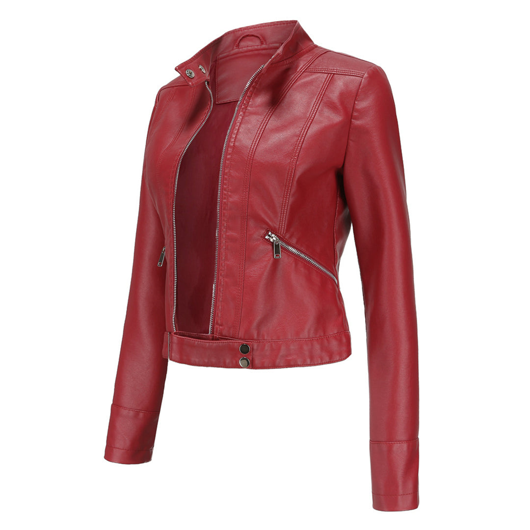 Stylish Women's Leather Jacket with Classic Design