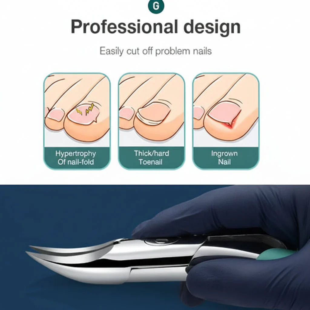 TOENAIL CLIPPER - Ergonomic stainless steel toenail clipper for precise and safe cutting of thick nails in seniors' daily life