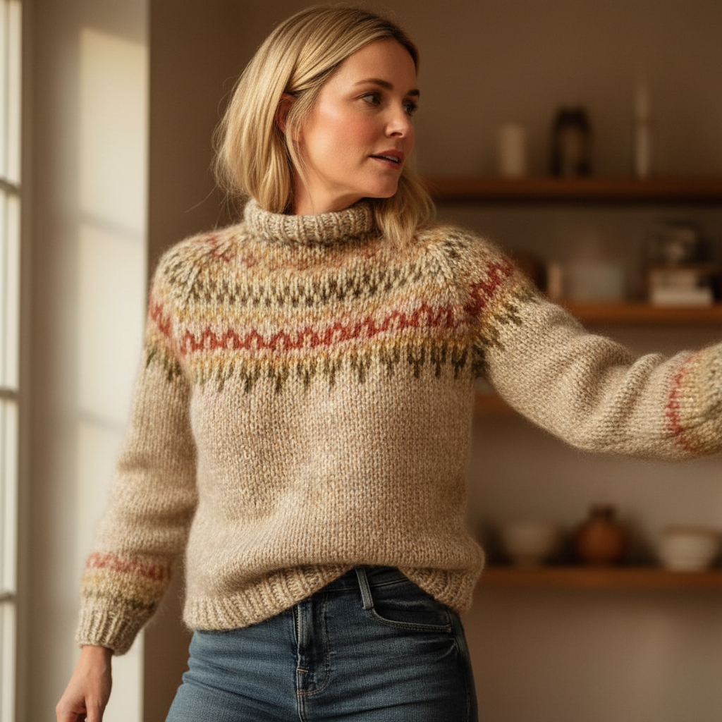 Women's High-Neck Icelandic Knit Sweater