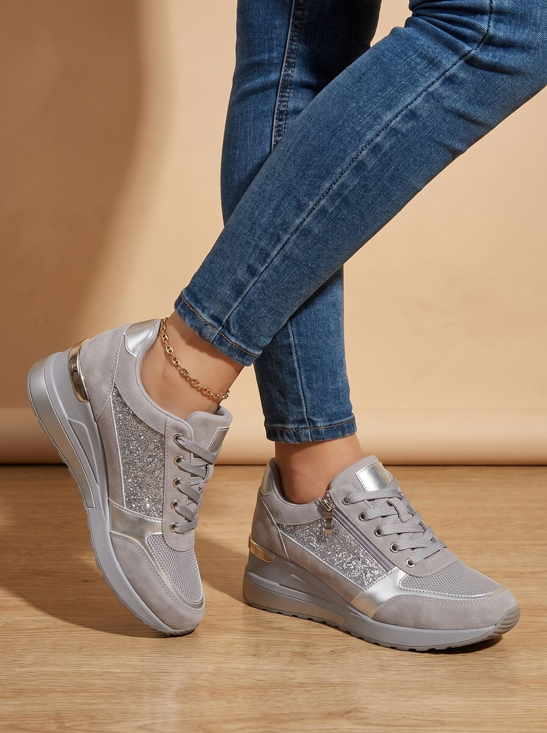 Women's Lace-Up Side-Zip Comfort Platform Sneakers