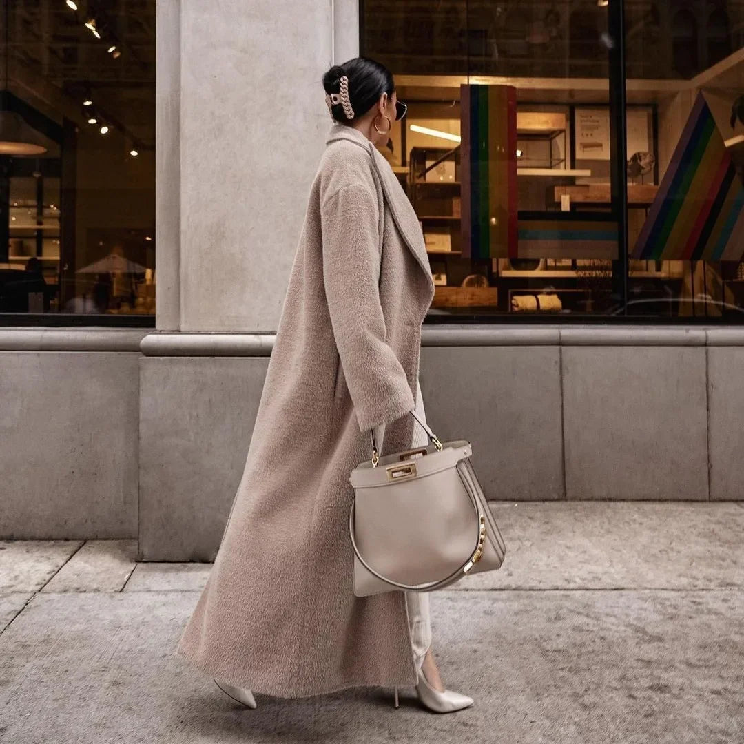 Women's Long Comfortable Polyester Fleece Winter Coat