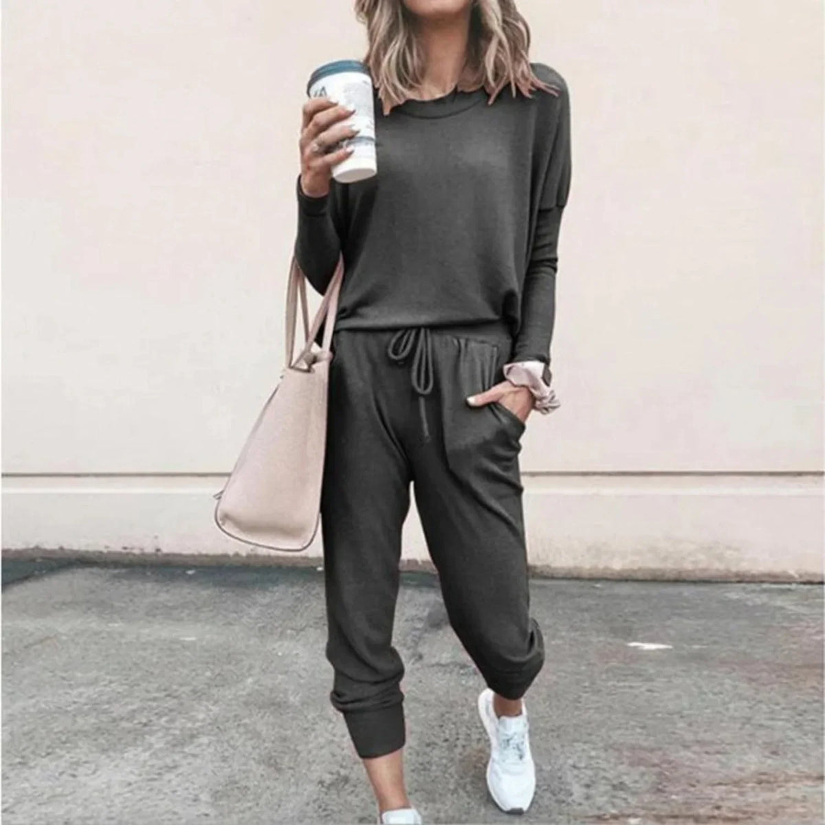 Women's Long Sleeve Sweatshirt and Jogger Lounge Set