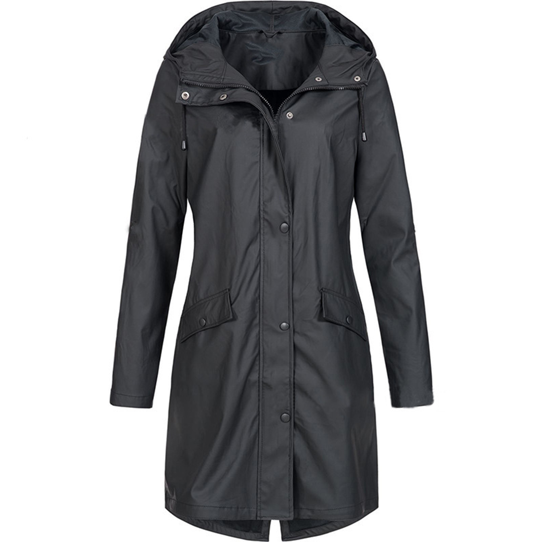 Women's Long Waterproof Jacket for All-Season Outdoor Wear