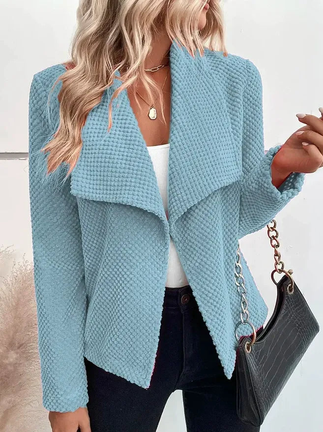 Women's Loose-Fit Long-Sleeve Blazer Jacket with Wide Lapels