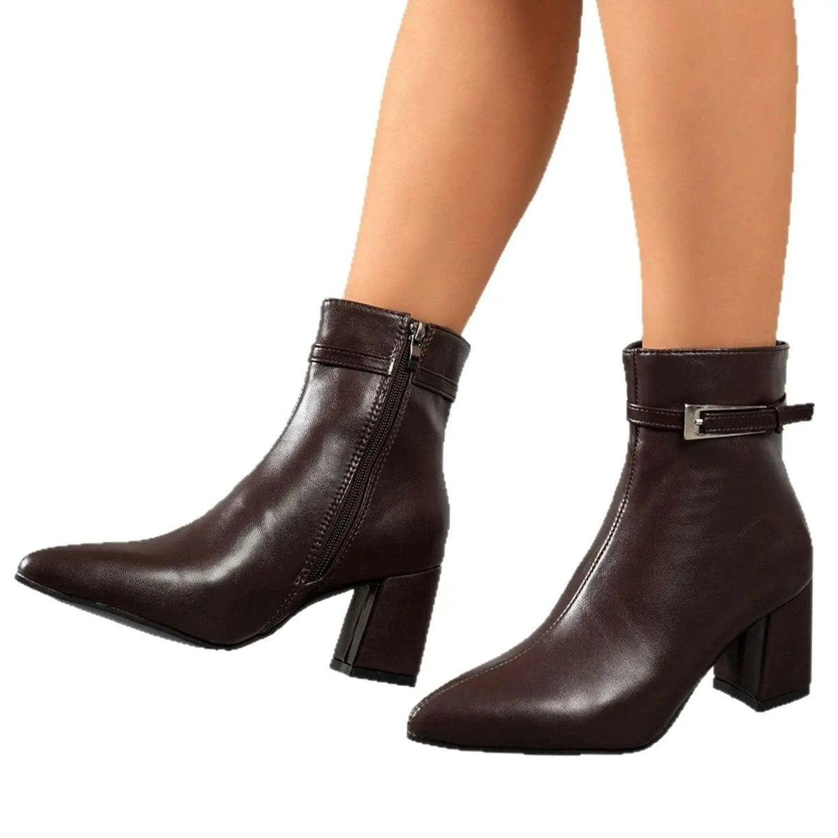 Women's Pointed-Toe Block Heel Side-Zip Ankle Boots