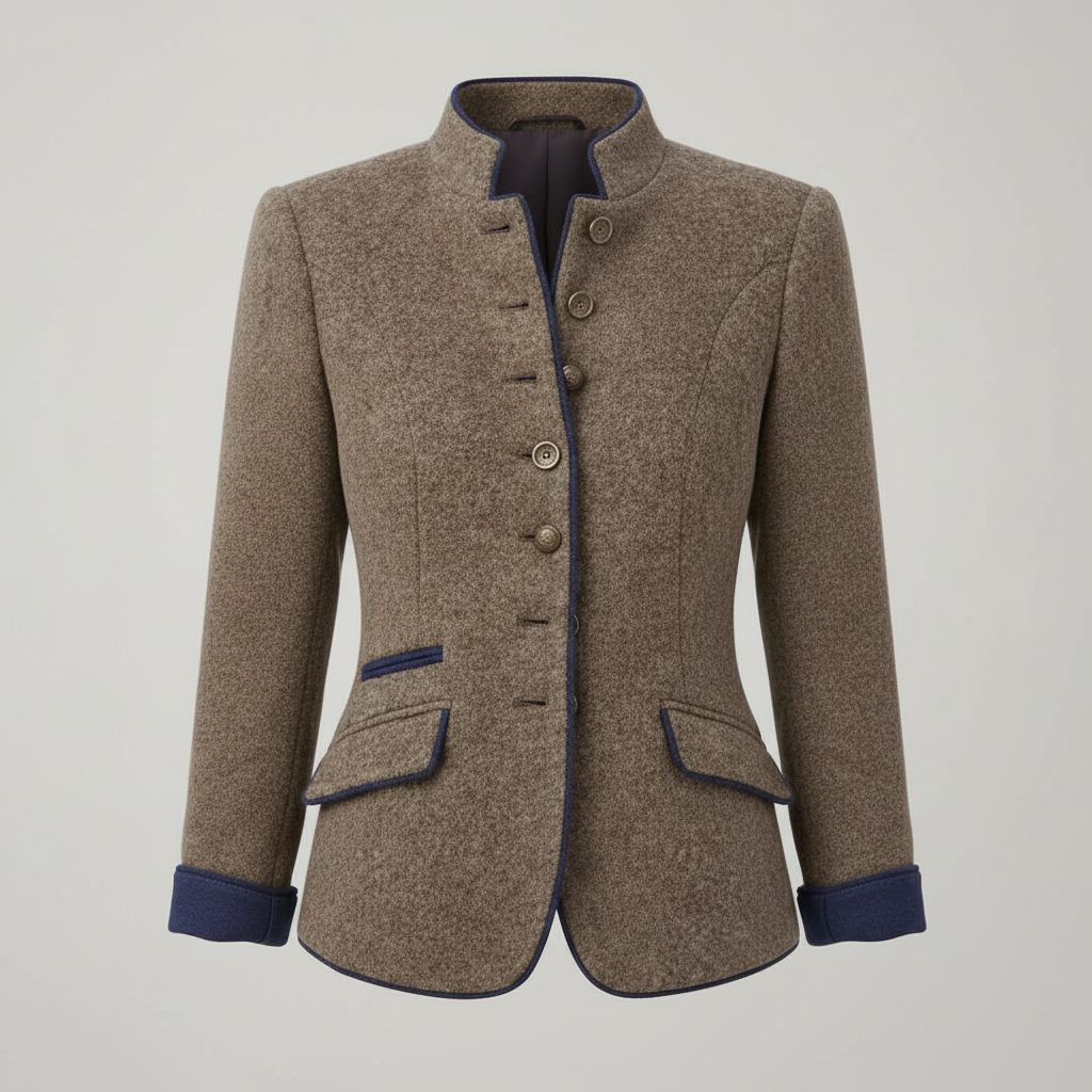 Women's Short Jacket with Multi-Button Placket and Color Accents | Charly Fashion
