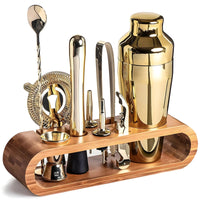 10-Piece Stainless Steel Cocktail Tool Set with Bamboo Stand
