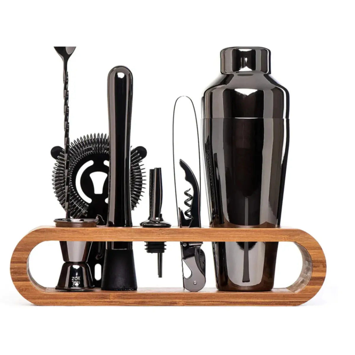 10-Piece Stainless Steel Cocktail Tool Set with Bamboo Stand