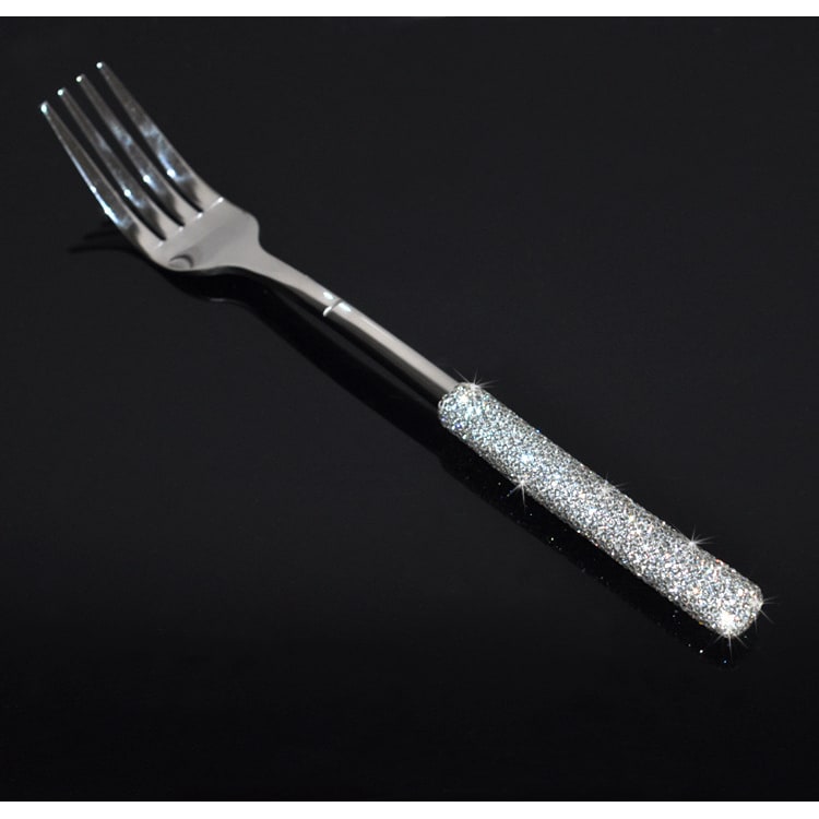 18/10 Stainless Steel Flatware Set with Rhinestone-Encrusted Handles
