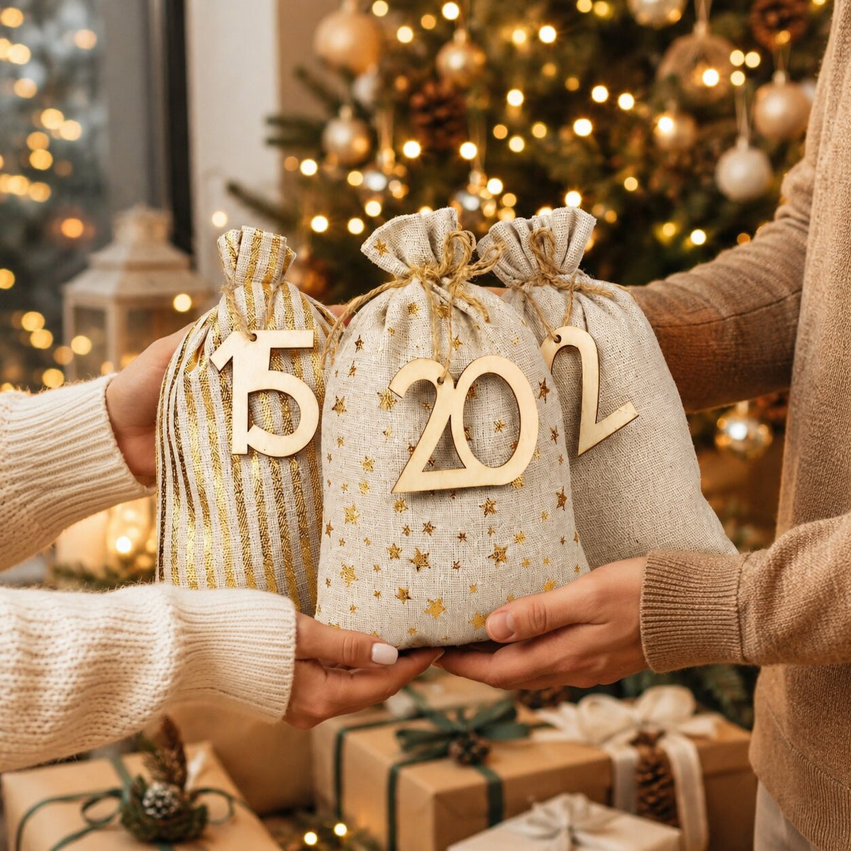 2026 Advent Calendar Bags — 24 Numbered Fillable Gift Bags