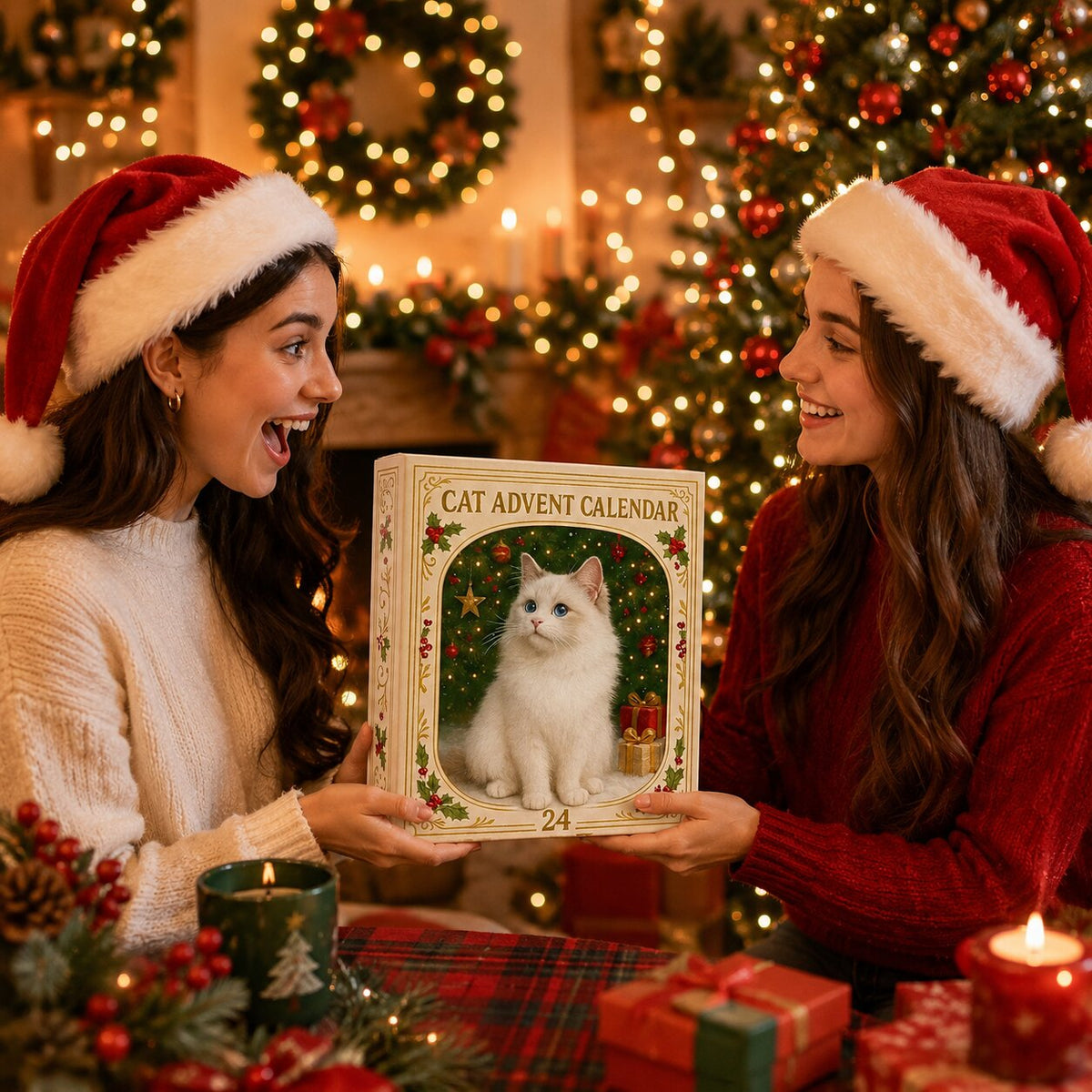 2026 Cat Advent Calendar - 24 Festive Cat Designs, Christmas Countdown
