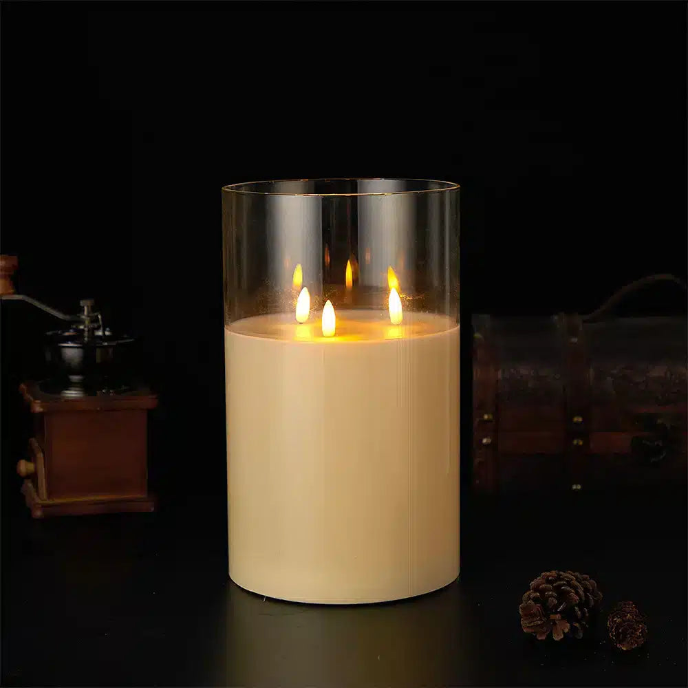 3-Flame LED Candle - Gold, Grey or White