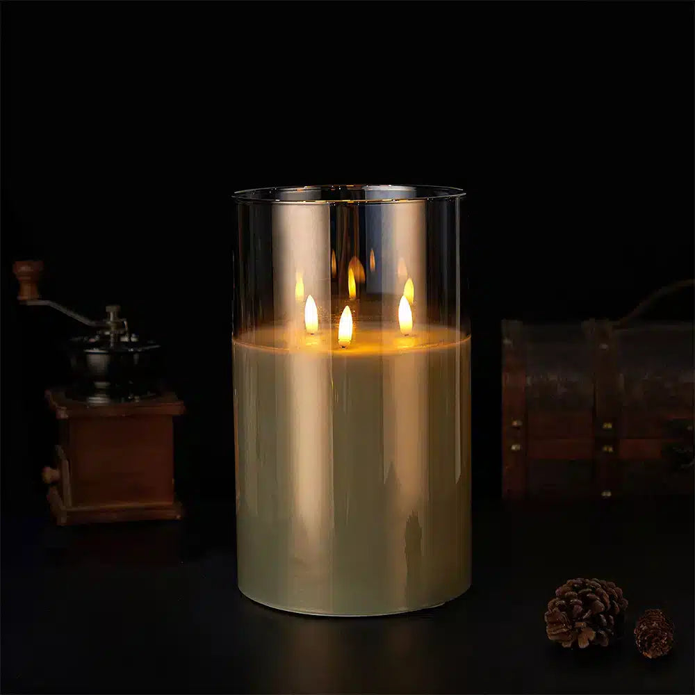 3-Flame LED Candle - Gold, Grey or White