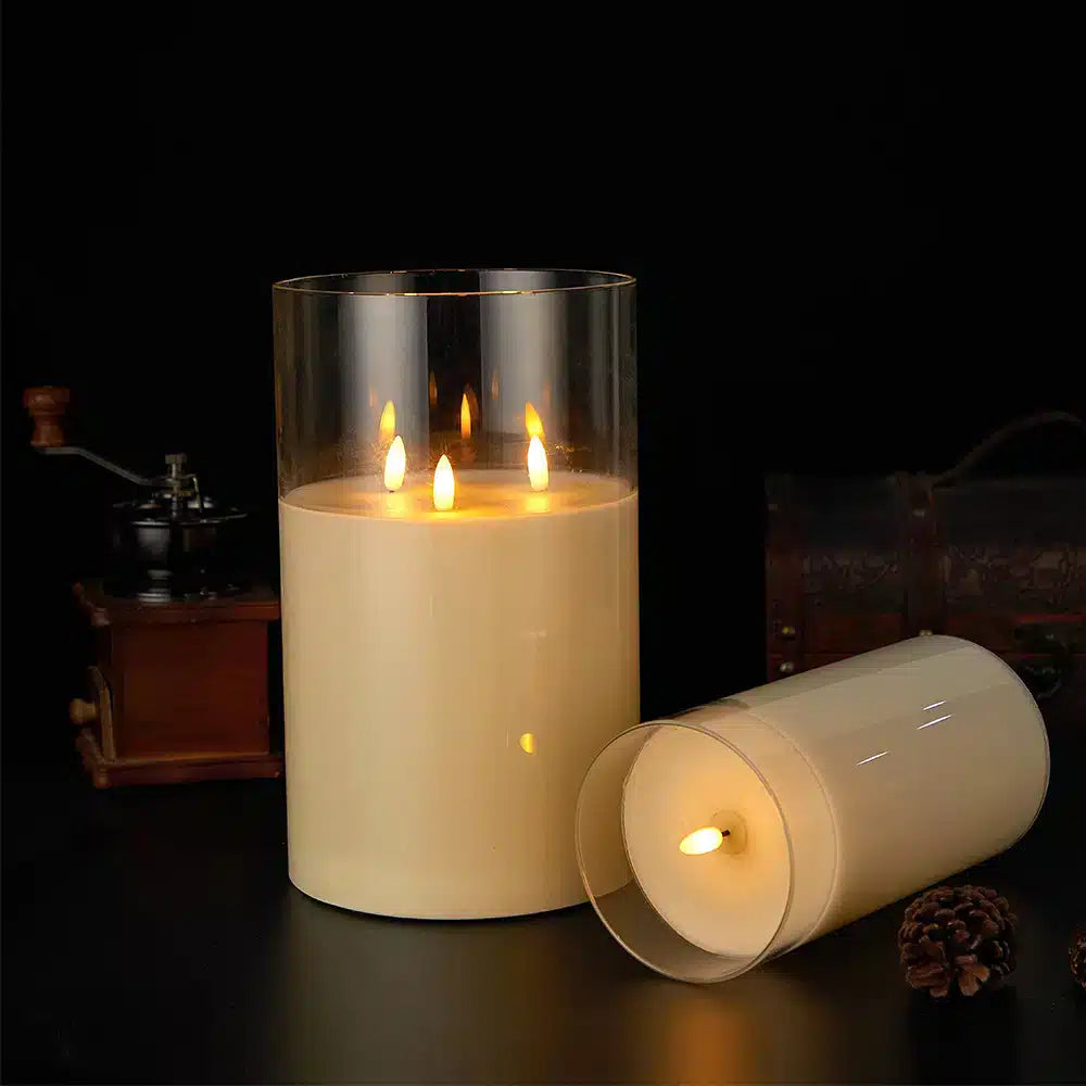 3-Flame LED Candle - Gold, Grey or White