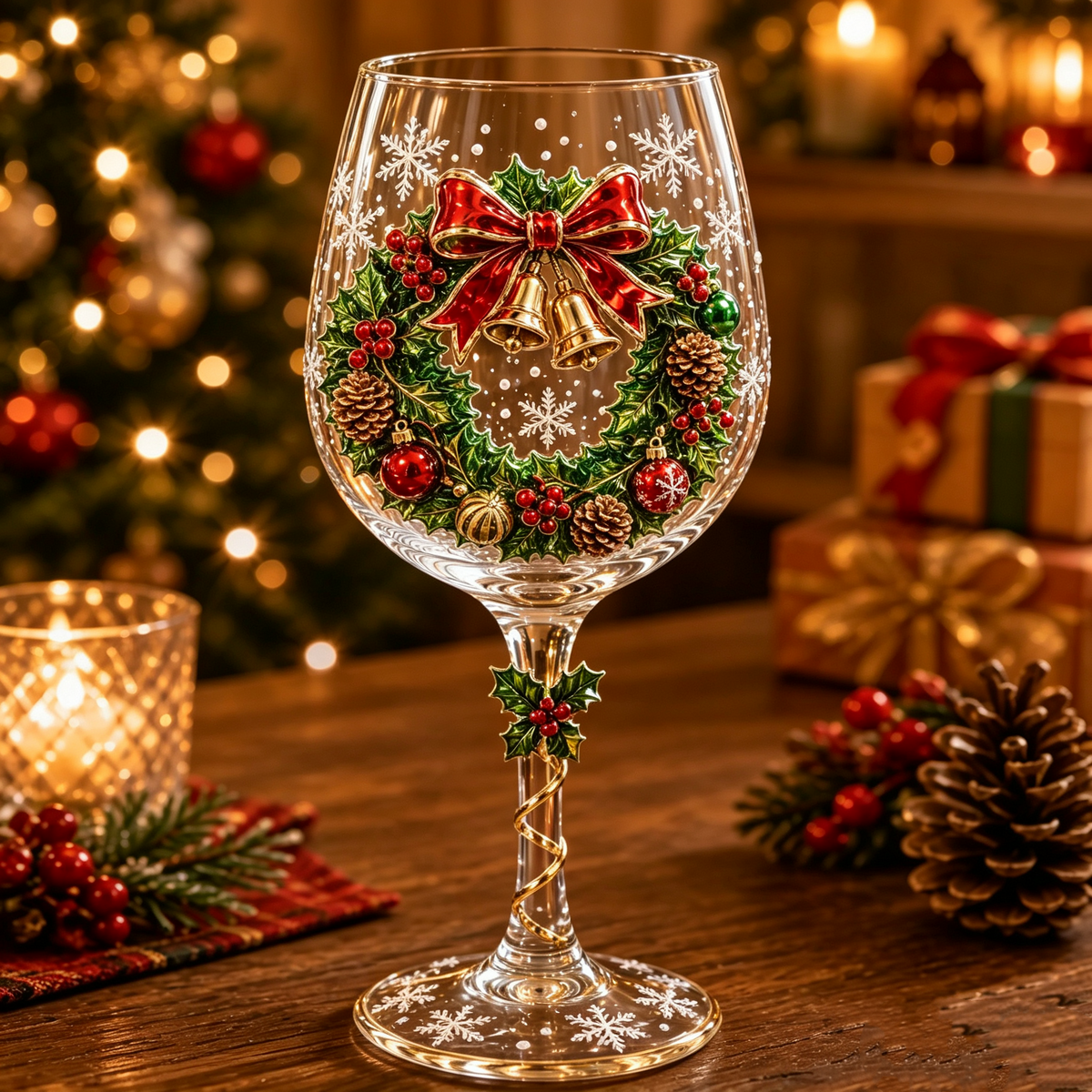 3D Christmas Wine Glasses