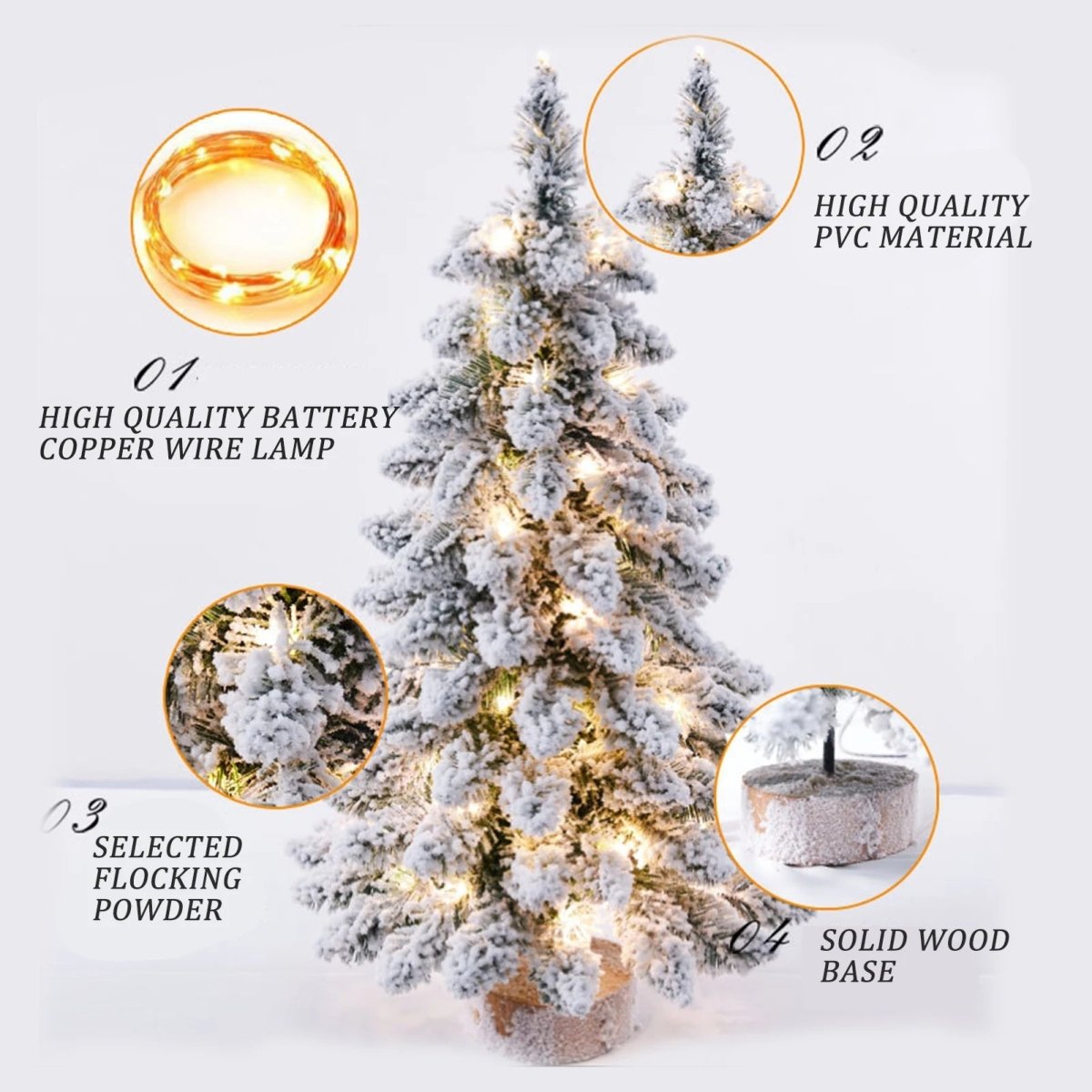 45cm LED Christmas Tree with Frosty Snow Effect