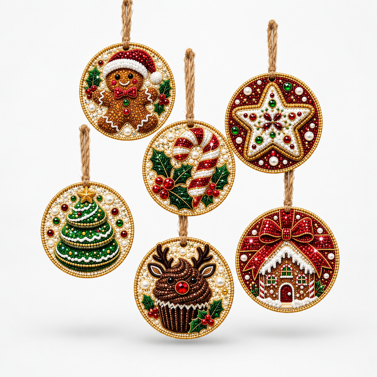 6-Piece Diamond Painting Christmas Ornament Kit