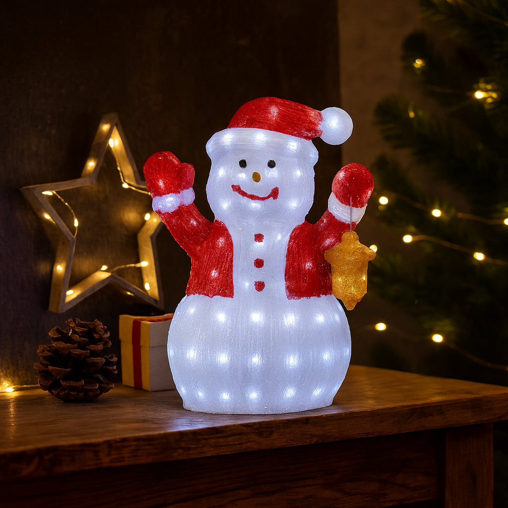 Acrylic Snowman with LED Lights - Height 60 cm