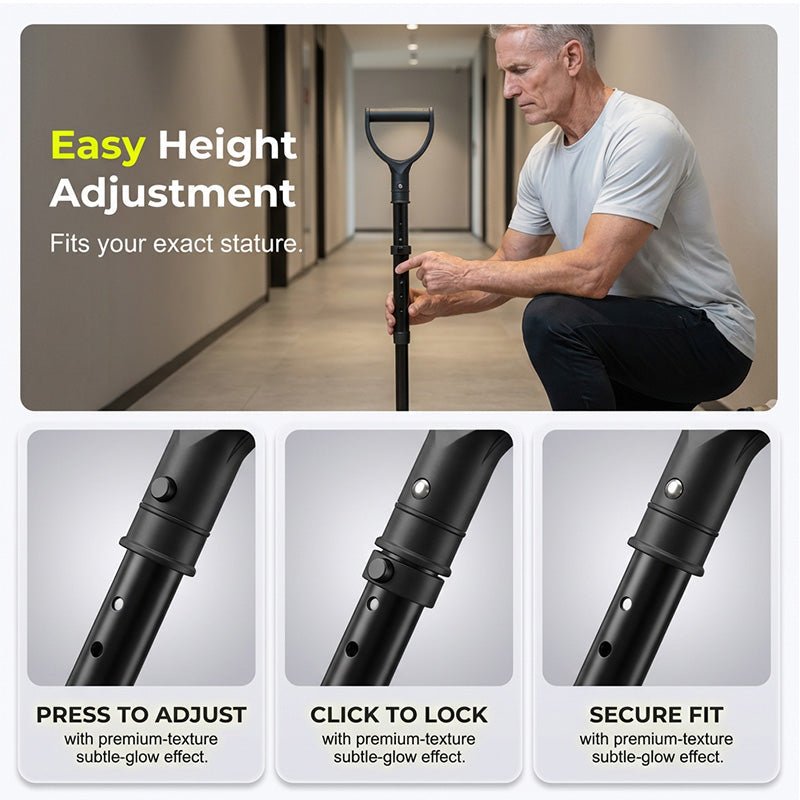 Adjustable Lightweight Aluminum Cane with Anti-Slip Base
