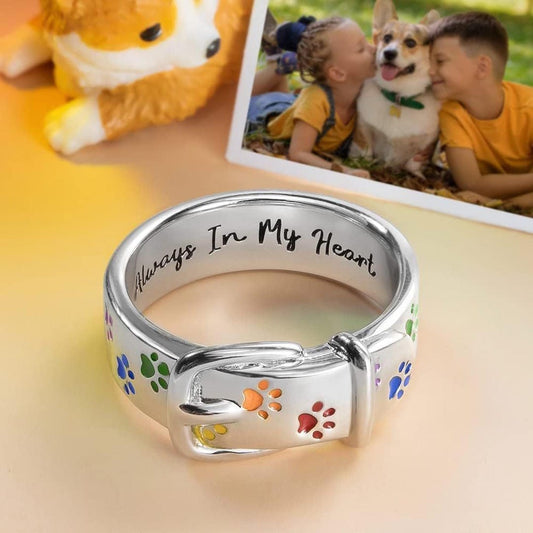 Always In My Heart Paw Collar Ring