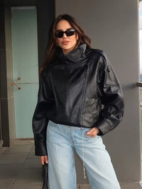Asymmetrical Vegan Leather Jacket