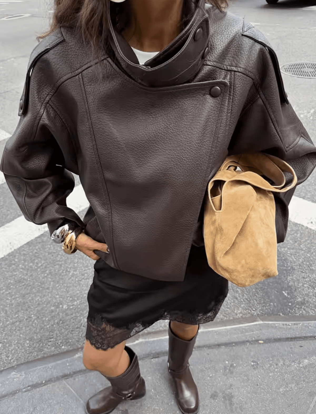 Asymmetrical Vegan Leather Jacket