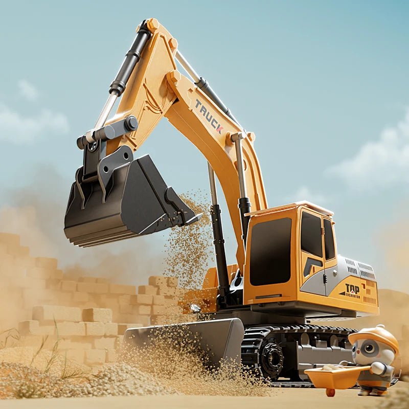 BAUPOWER – Remote-controlled excavator made of metal alloy with light and sound effects