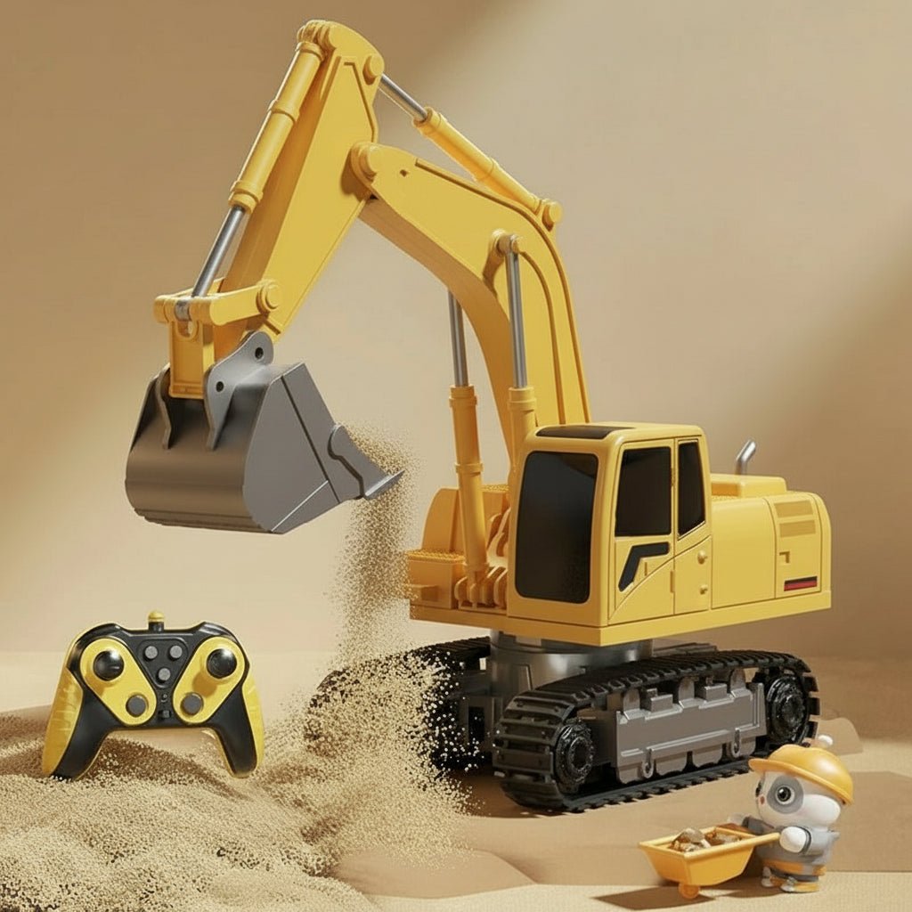 BAUPOWER – Remote-controlled excavator made of metal alloy with light and sound effects