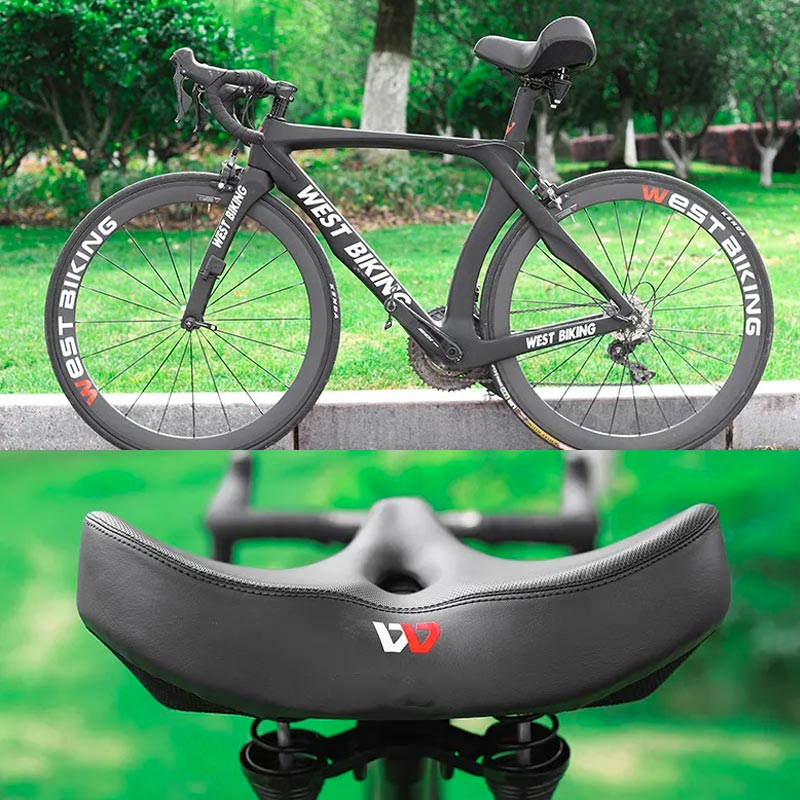 Bike Saddle | Extra Wide with Cutout | High-Density Padding & Suspension