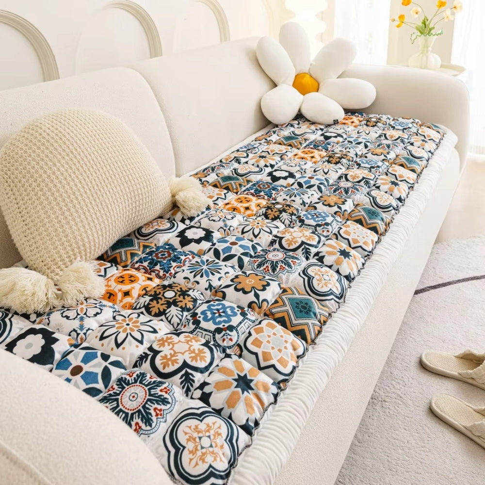 Bohemian Print Quilted Sofa Cover